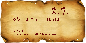 Körözsi Tibold névjegykártya